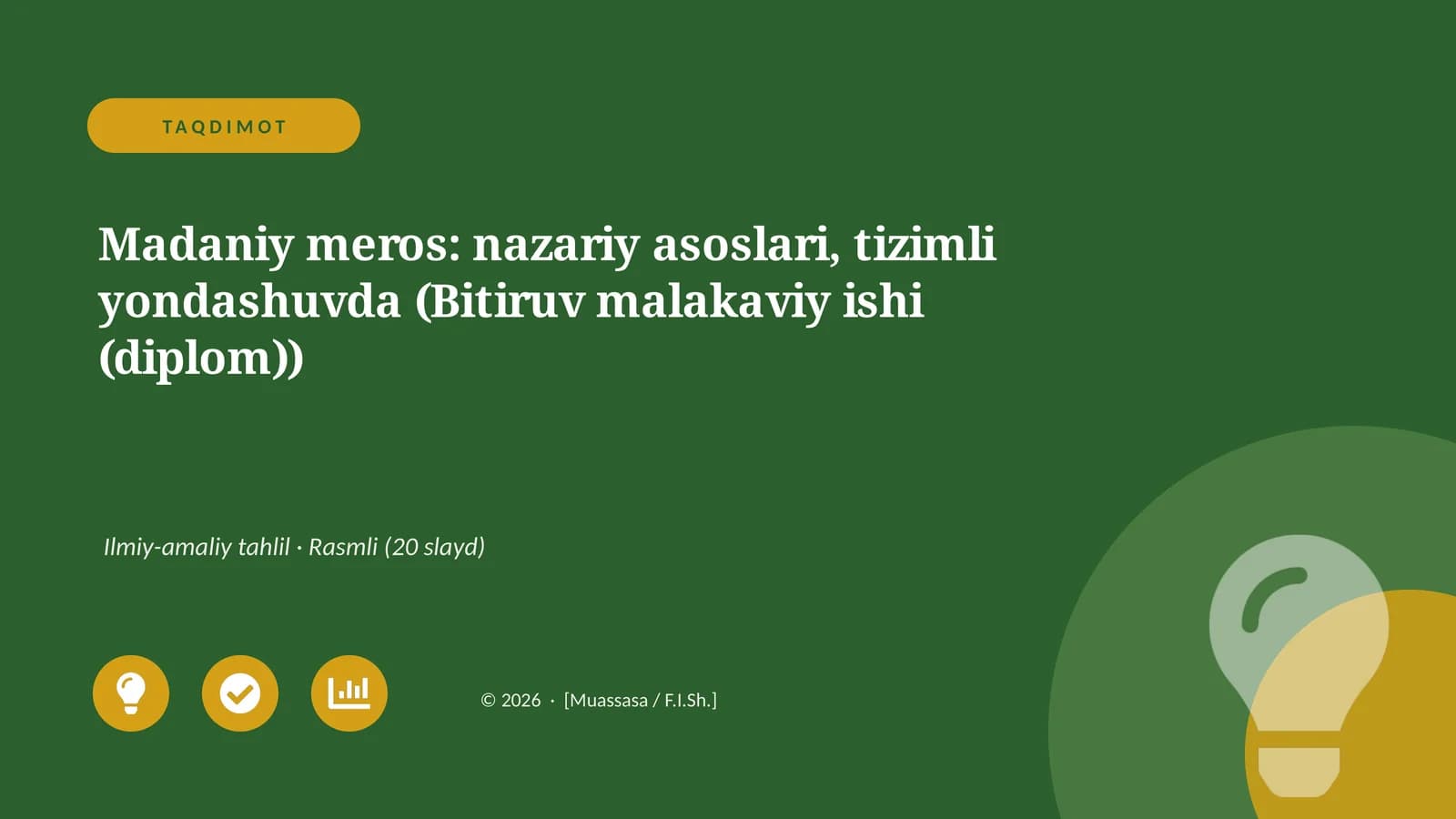 Madaniy meros: nazariy asoslari, tizimli yondashuvda (Bitiruv malakaviy ishi (diplom))