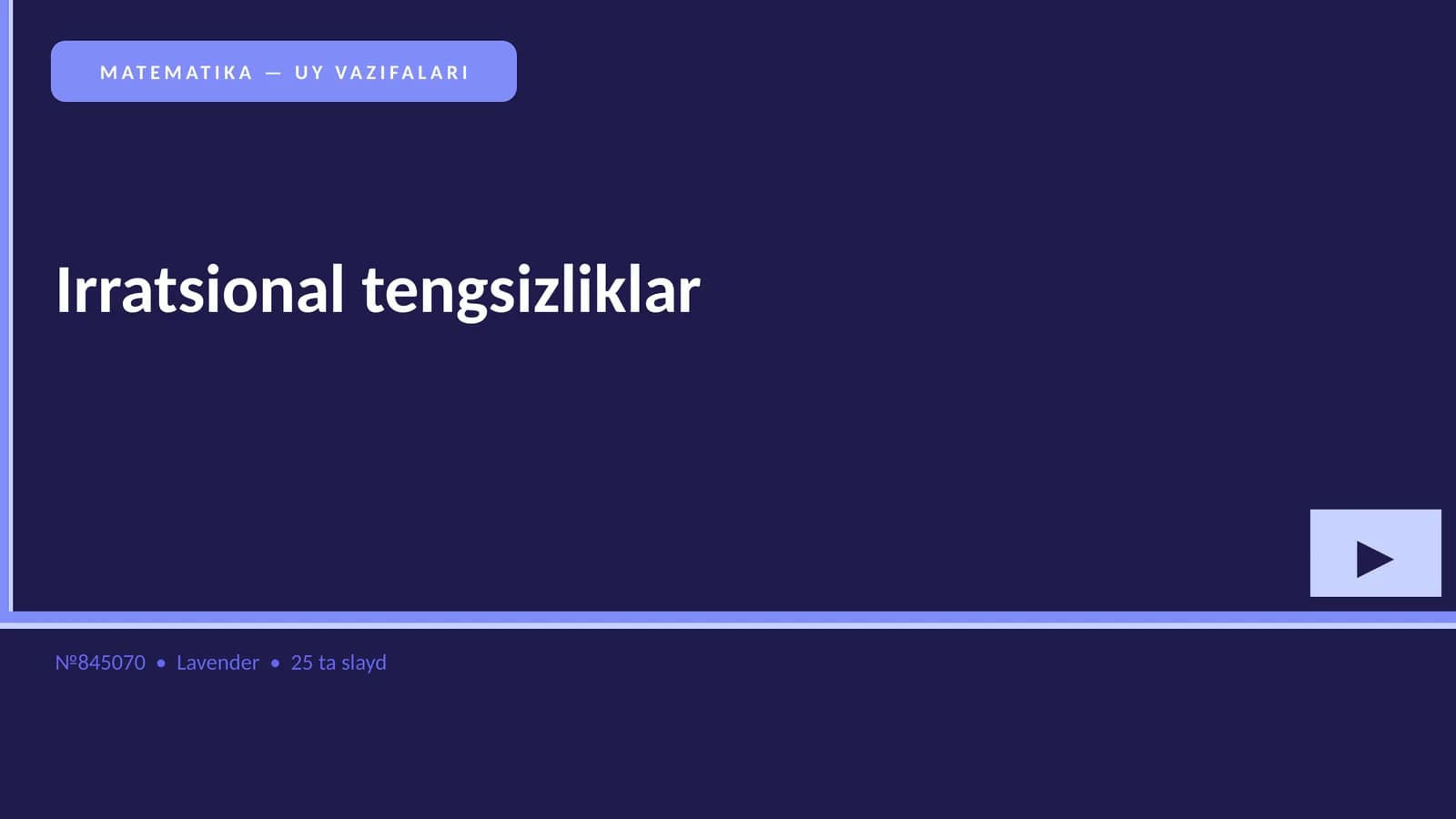 MATEMATIKA — UY VAZIFALARI