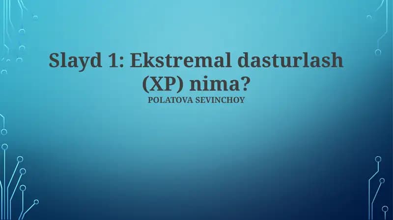 Ekstrim Dasturlash (XP)