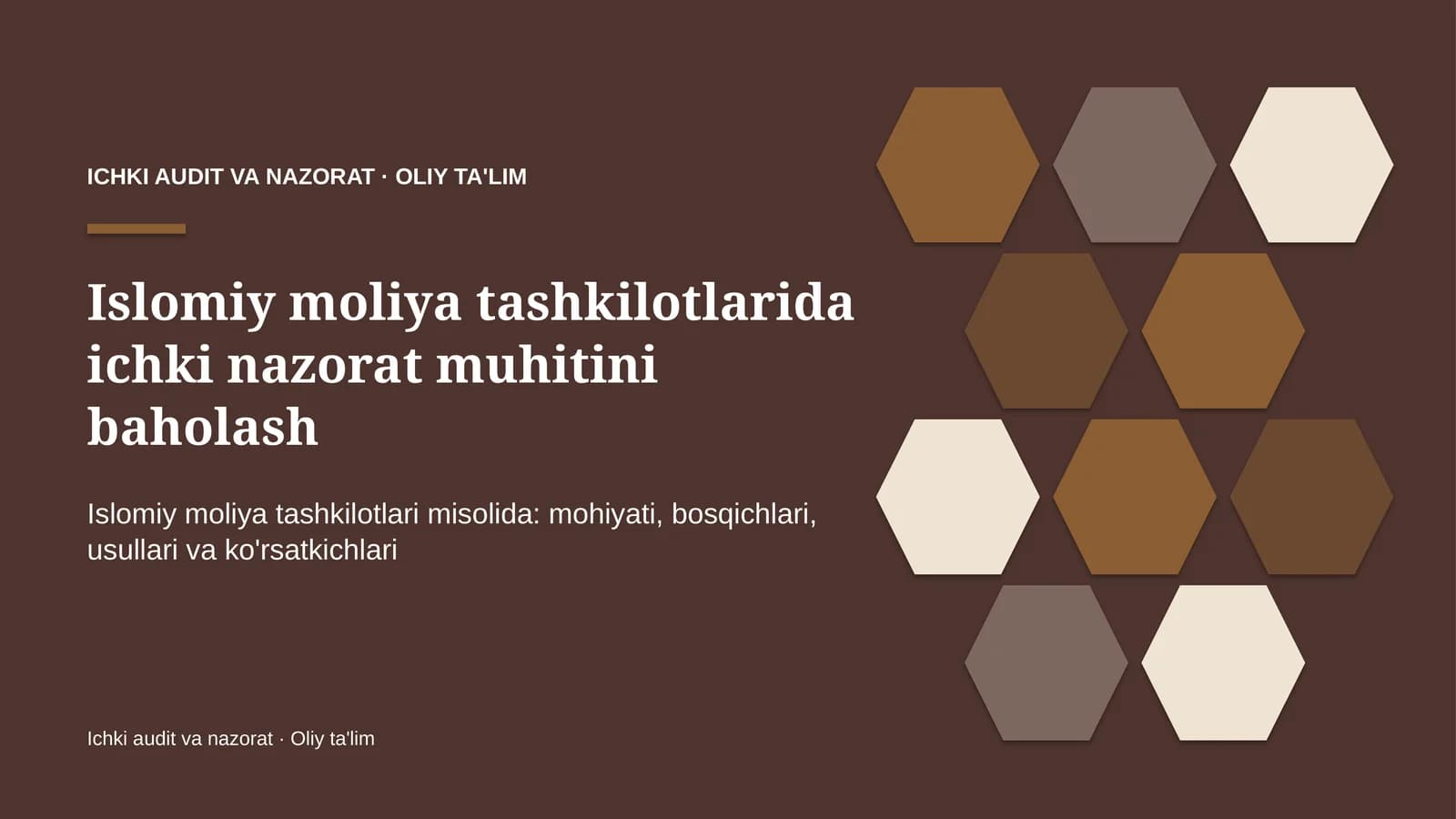 Islomiy moliya tashkilotlarida ichki nazorat muhitini baholash