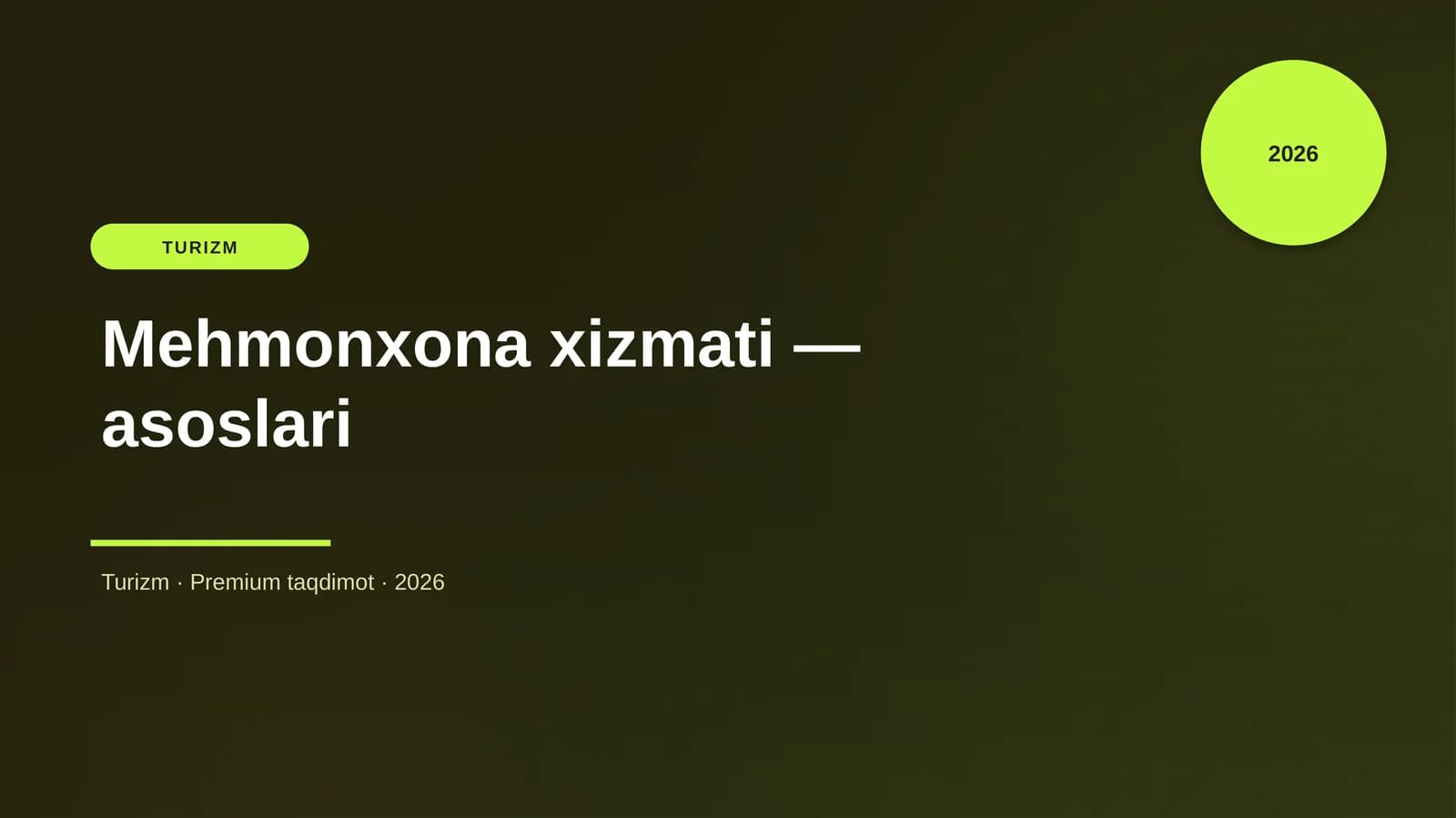 Mehmonxona xizmati — asoslari