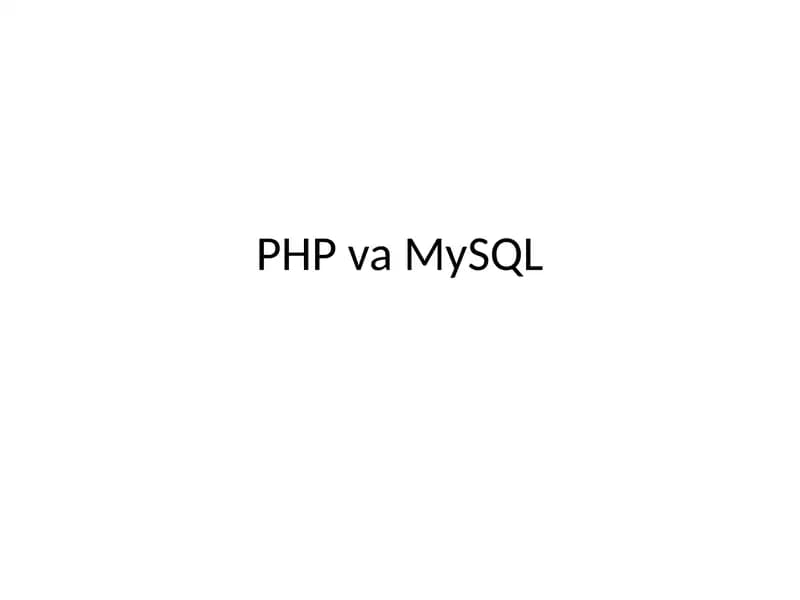 PHP va MySQL