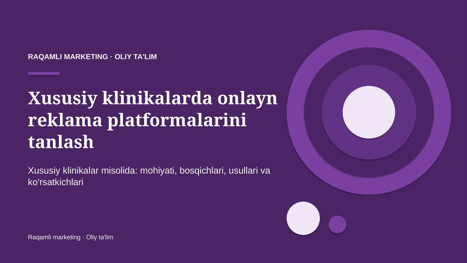 Xususiy klinikalarda onlayn reklama platformalarini tanlash