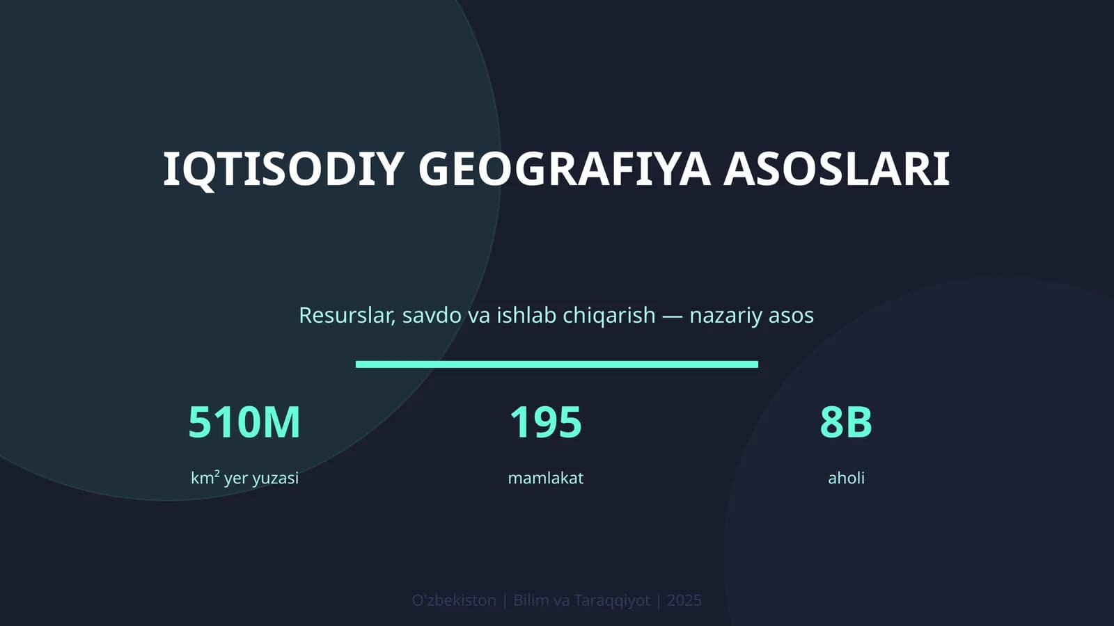 IQTISODIY GEOGRAFIYA ASOSLARI
