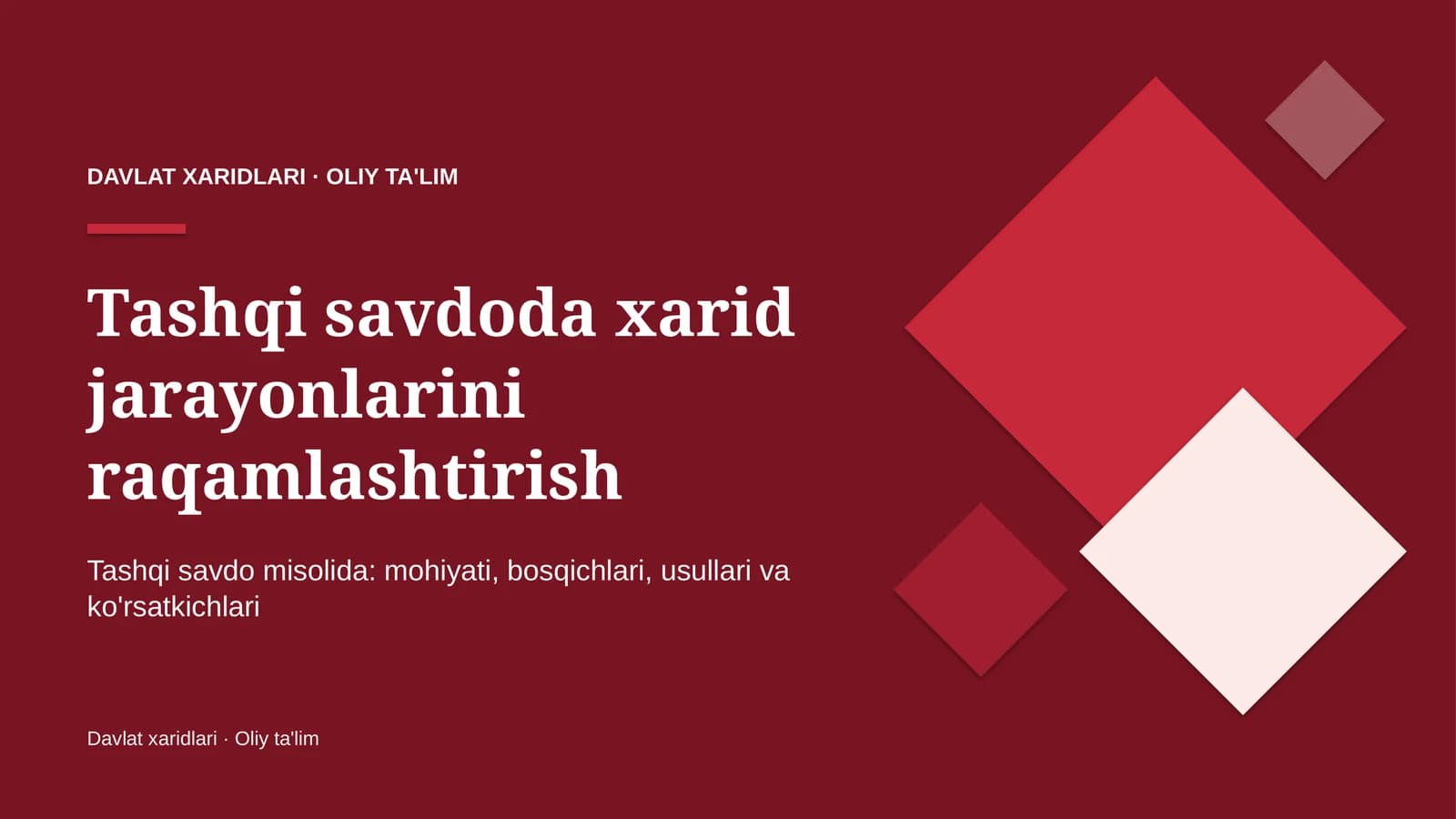 Tashqi savdoda xarid jarayonlarini raqamlashtirish