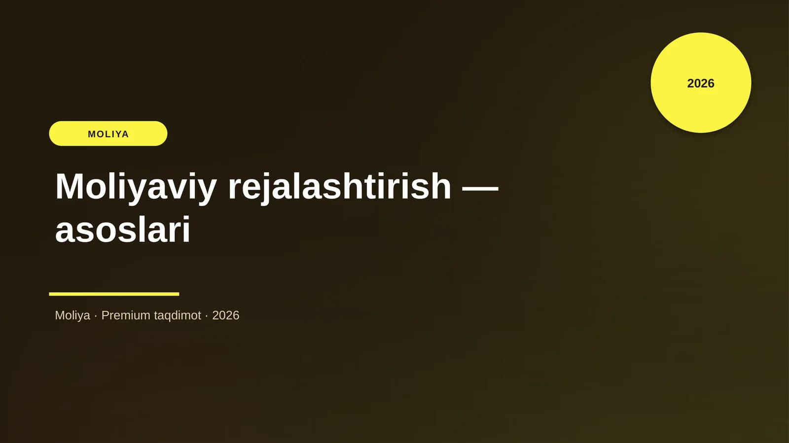 Moliyaviy rejalashtirish — asoslari
