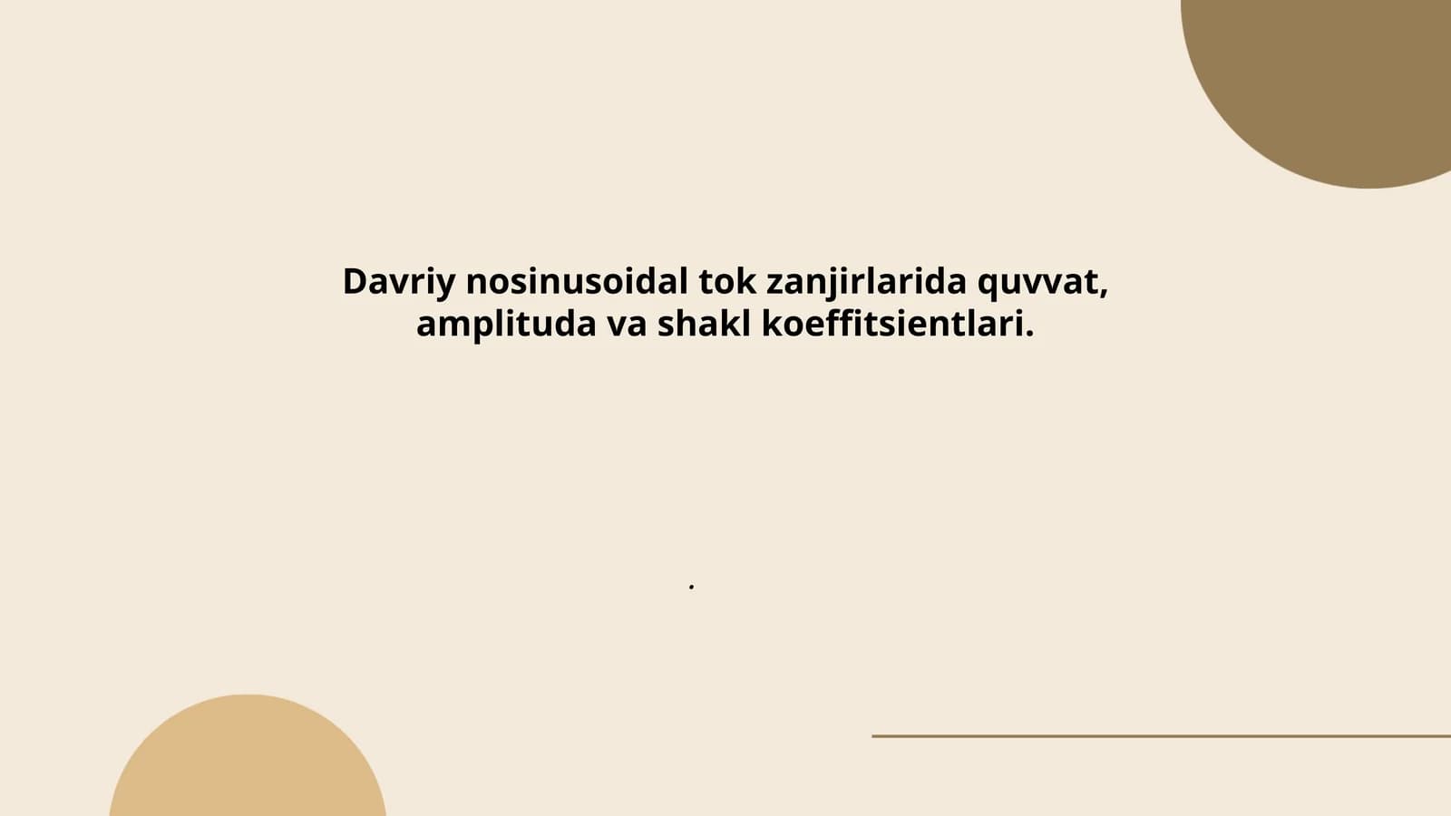 Davriy Nosinusoidal Toklarning Mohiyati