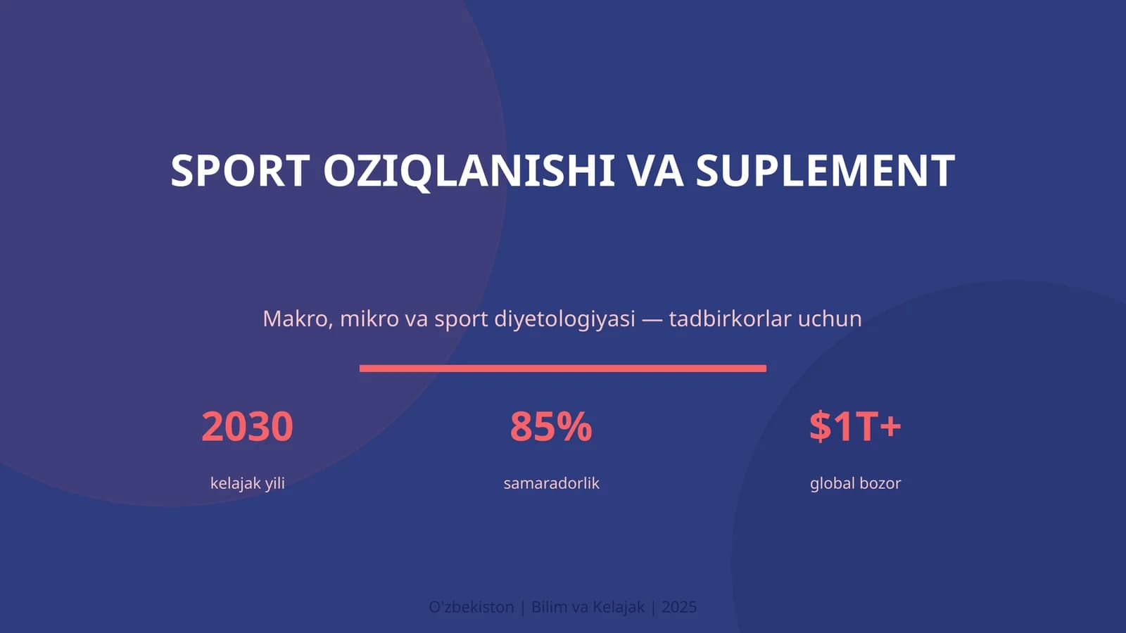 SPORT OZIQLANISHI VA SUPLEMENT