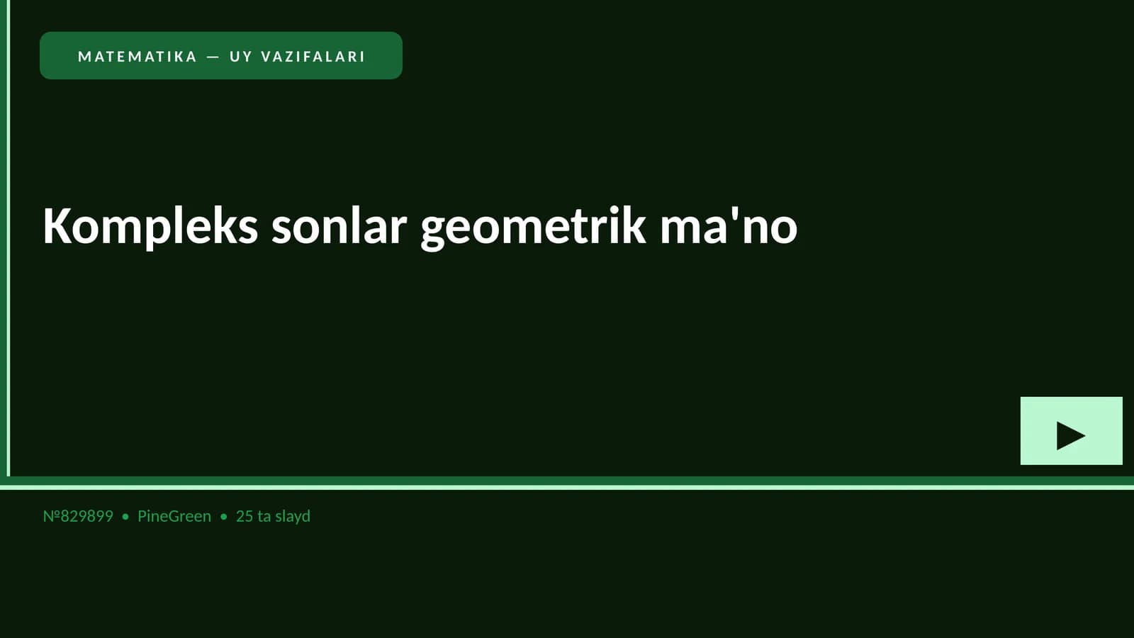 MATEMATIKA — UY VAZIFALARI
