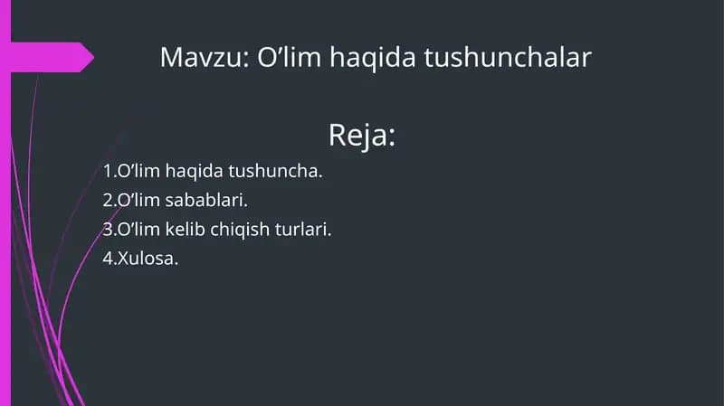 O’lim haqida tushunchalar