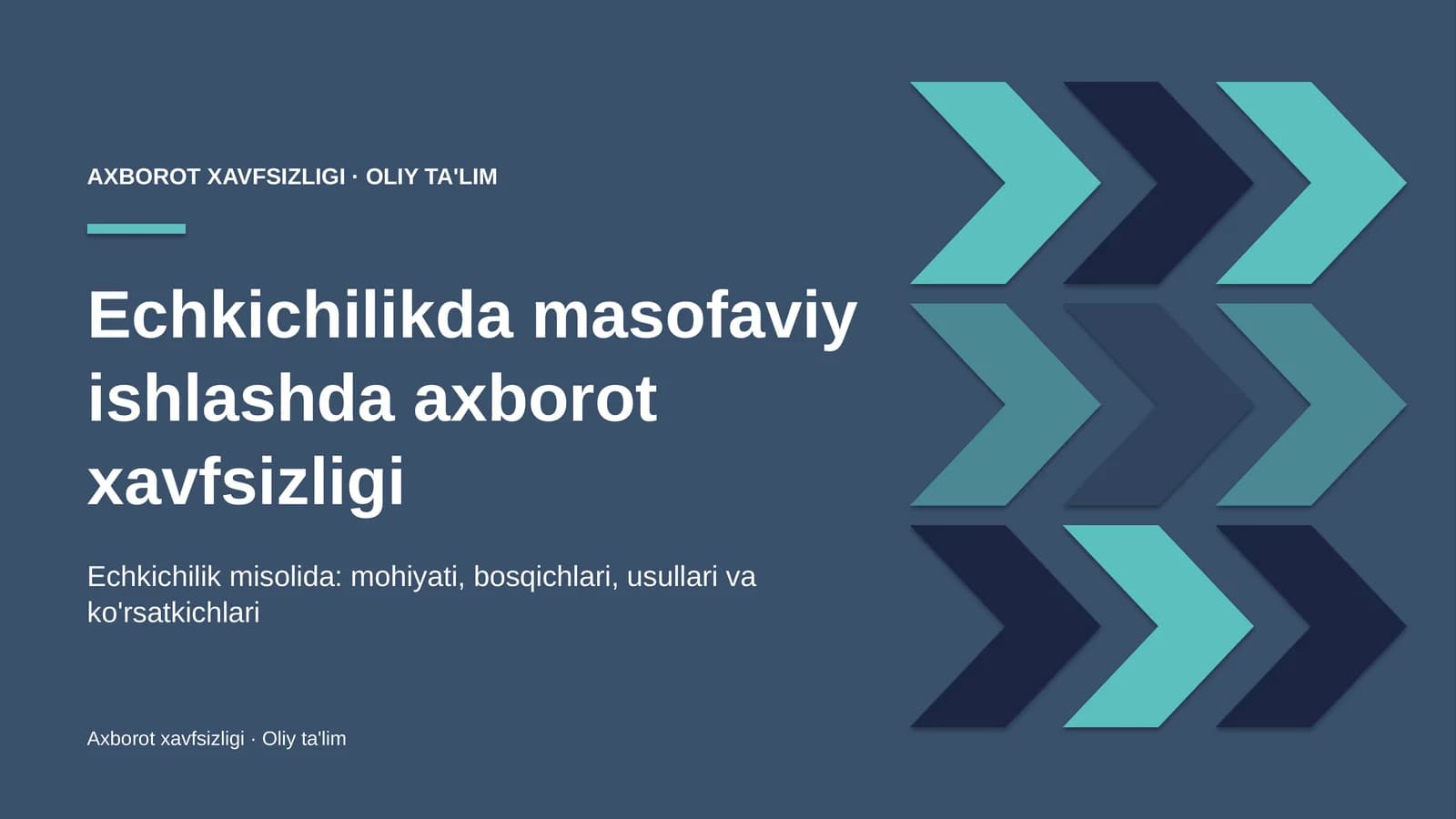 Echkichilikda masofaviy ishlashda axborot xavfsizligi