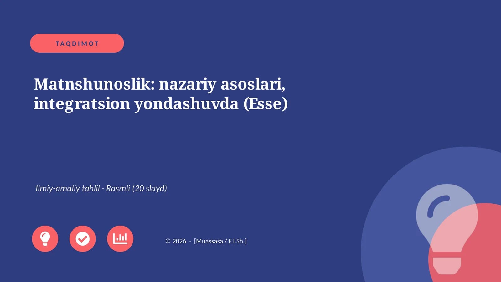Matnshunoslik: nazariy asoslari, integratsion yondashuvda (Esse)