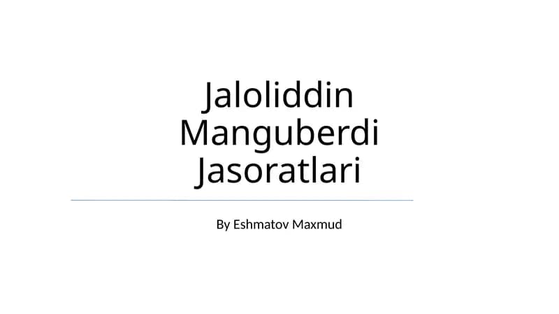 Jaloliddin Manguberdi Jasoratlari