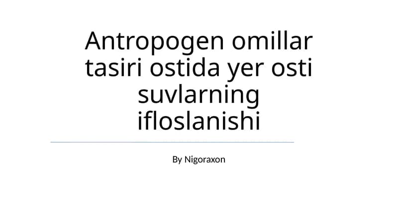 Yer osti suvlari ifloslanishi