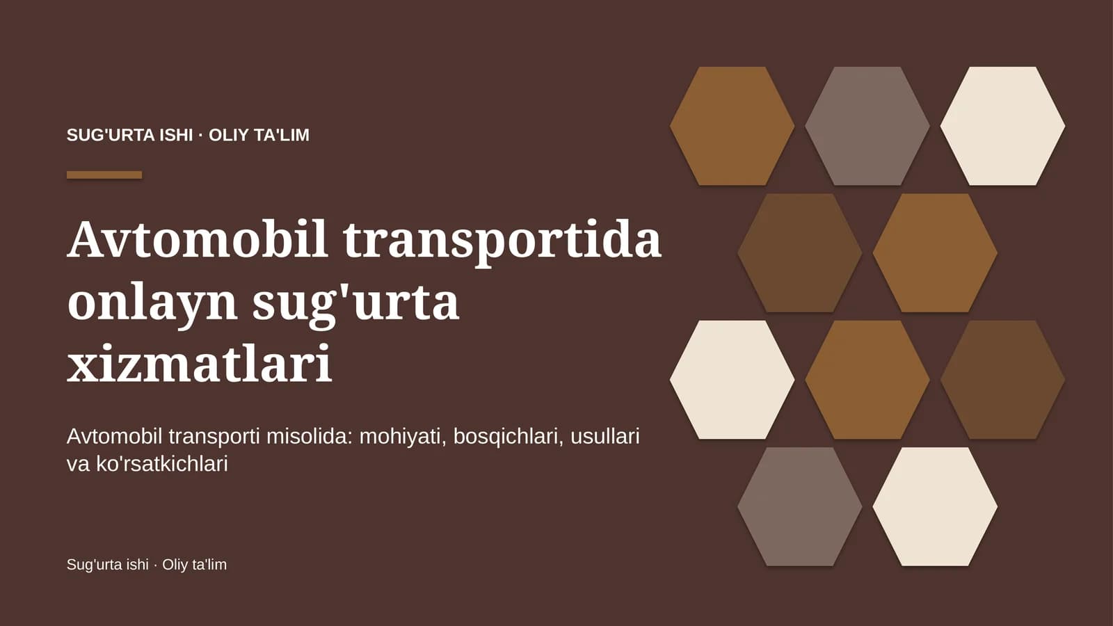 Avtomobil transportida onlayn sug'urta xizmatlari