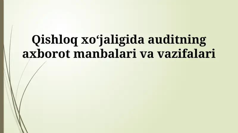 Qishloq xo'jaligida audit