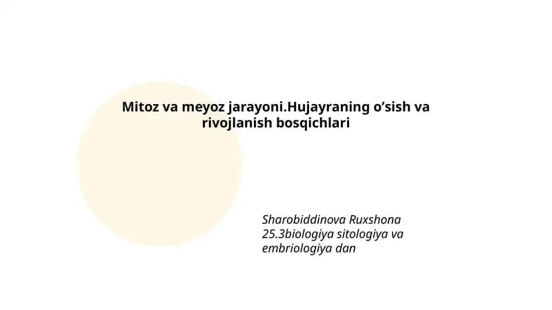 Mitoz va meyoz jarayoni