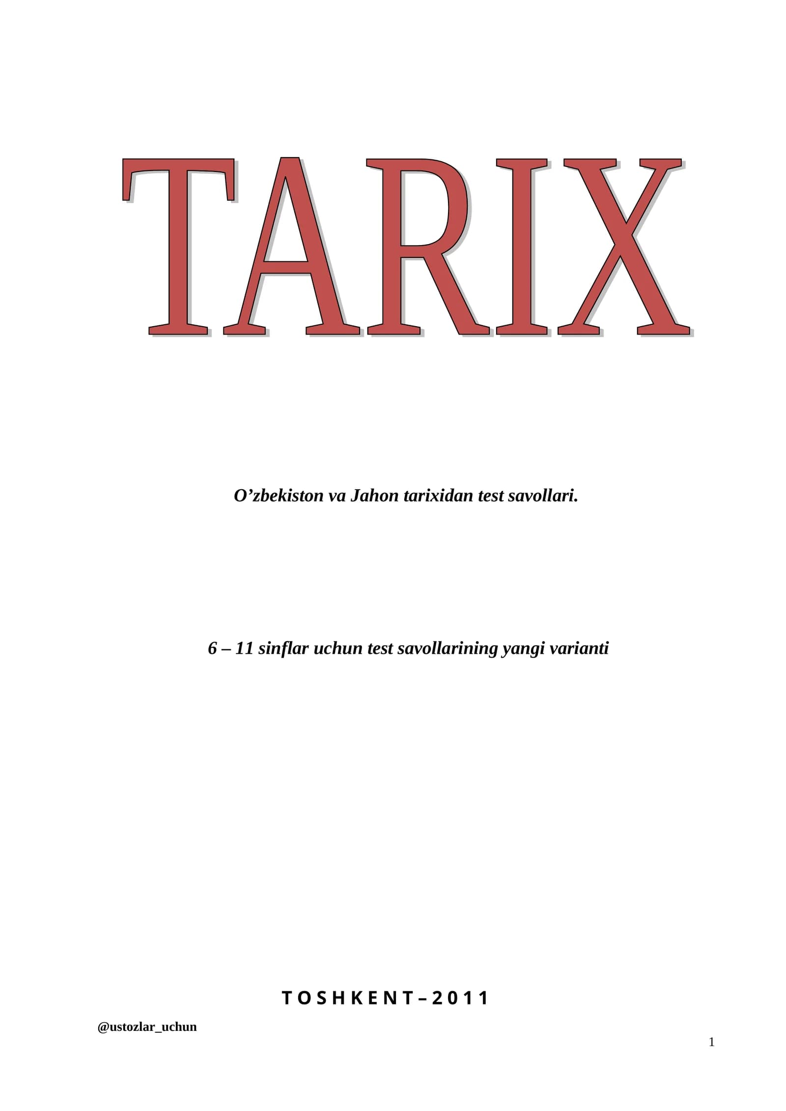 6-sinf tarix test savollari