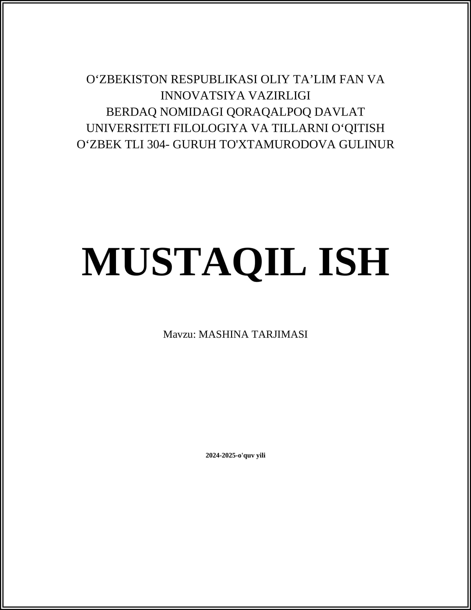 MASHINA TARJIMASI
