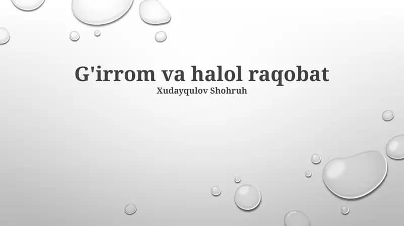 G'irrom va halol raqobat