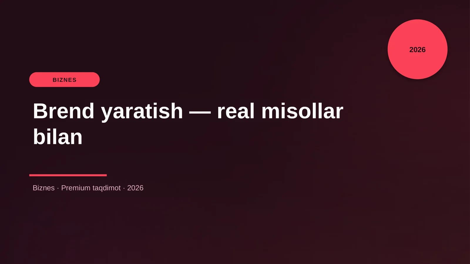 Brend yaratish — real misollar bilan