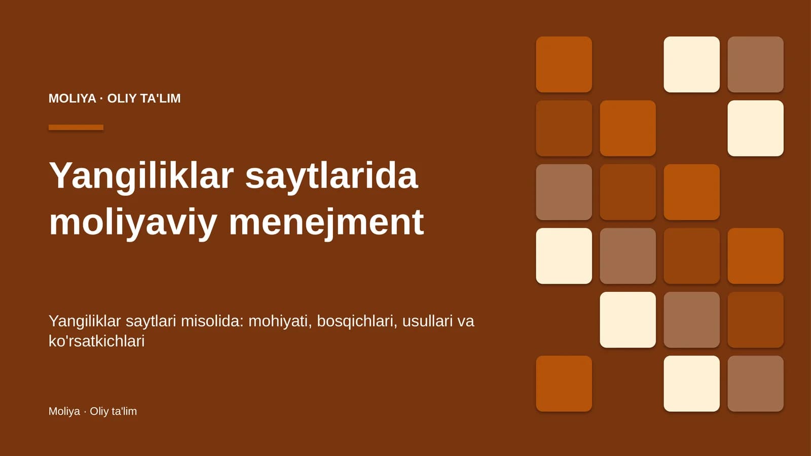 Yangiliklar saytlarida moliyaviy menejment