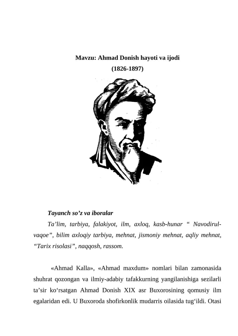 Ahmad Donish hayoti va ijodi