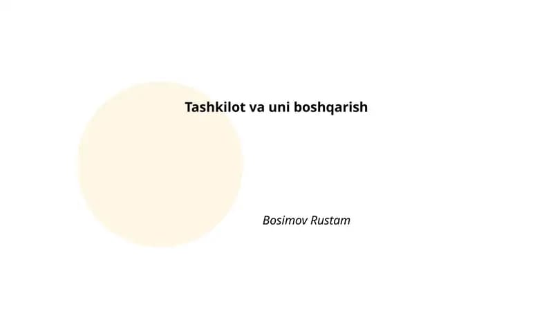 Tashkilot va uni boshqarish