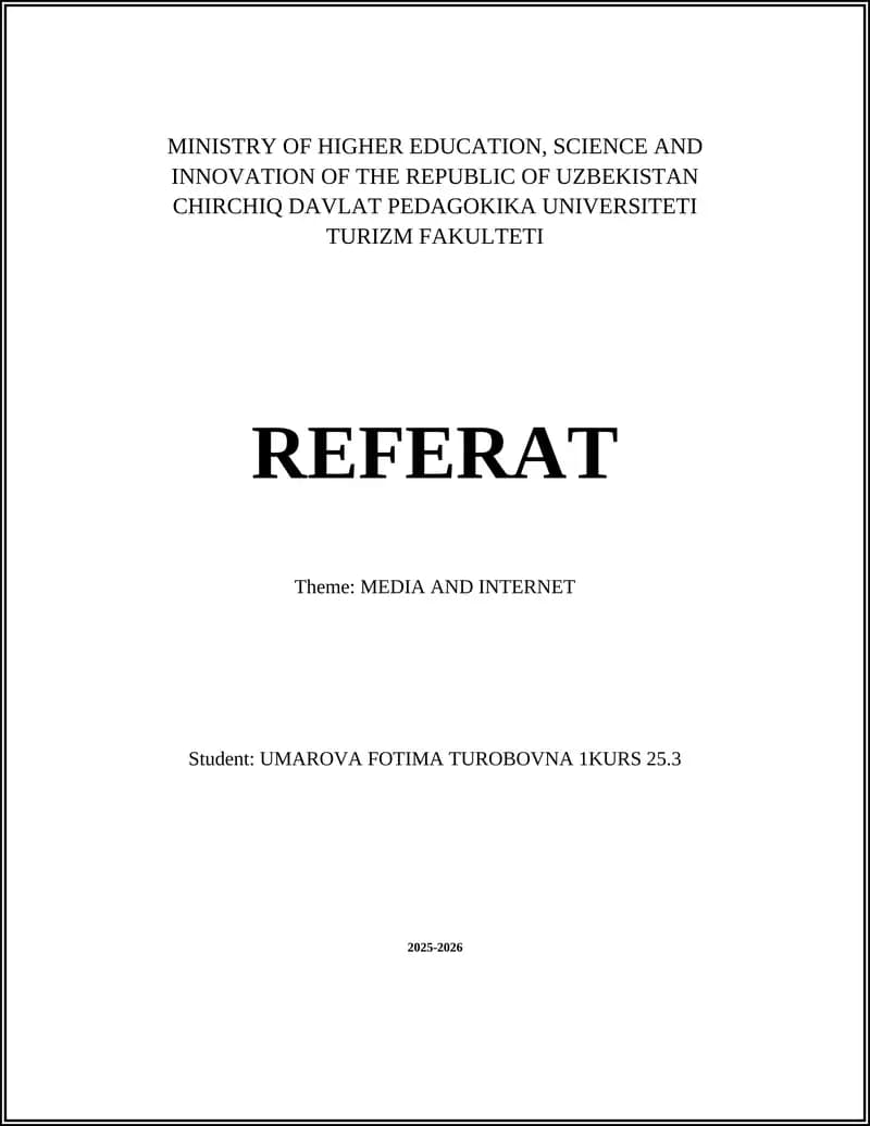 REFERAT: MEDIA AND INTERNET