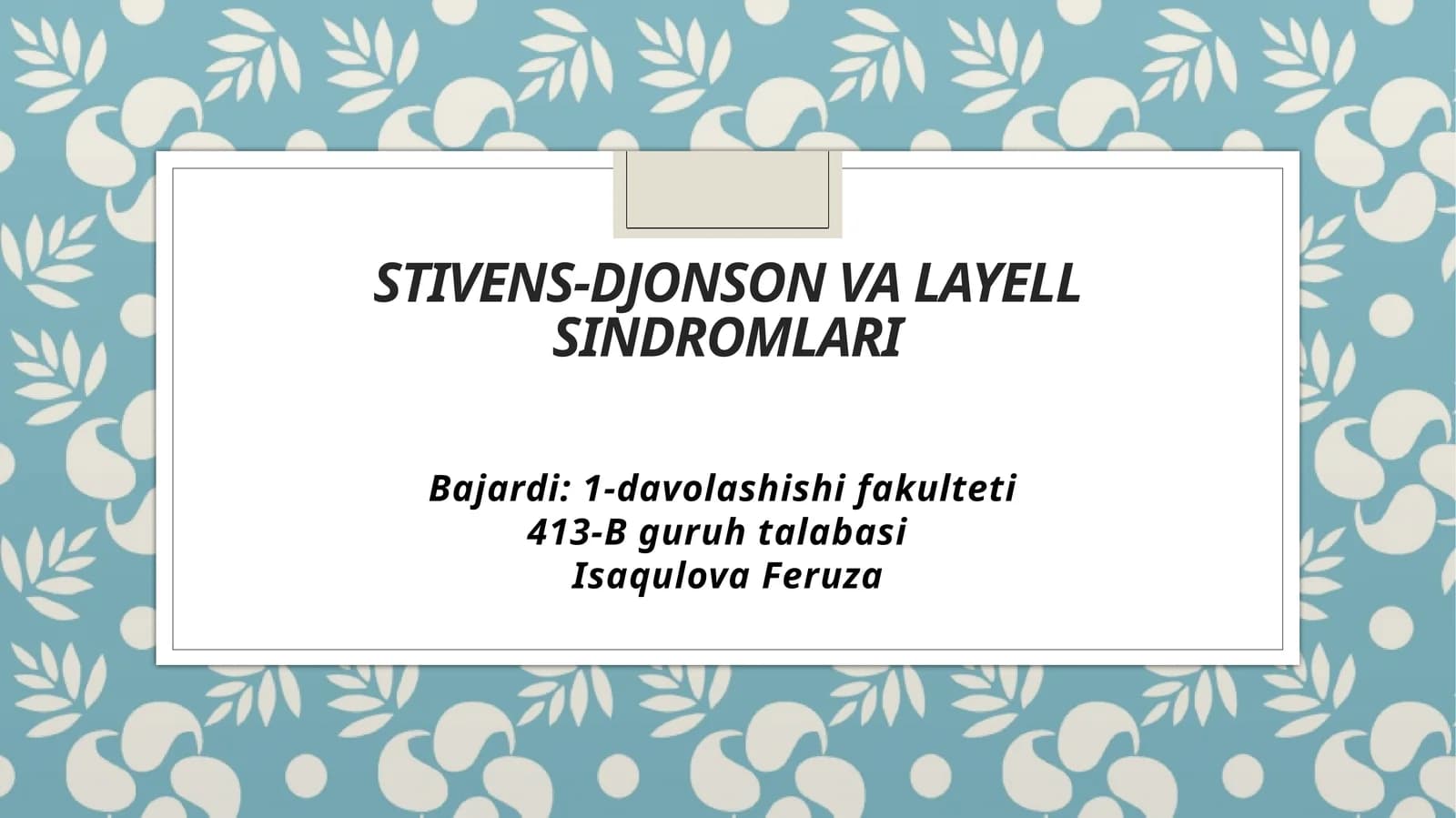 Stivens-djonson va layell sindromlari
