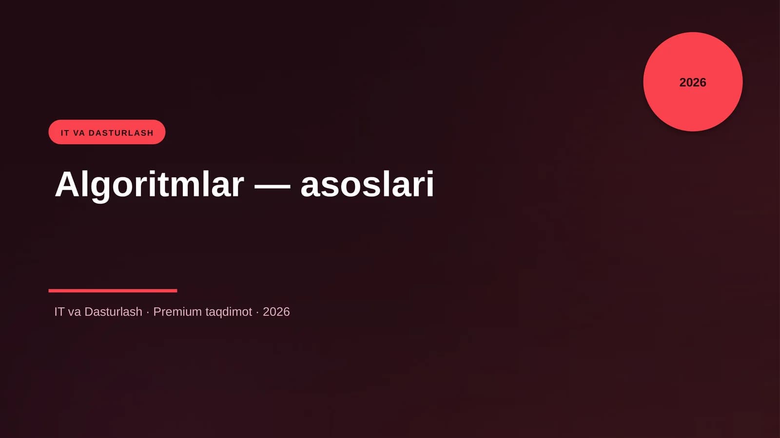Algoritmlar — asoslari