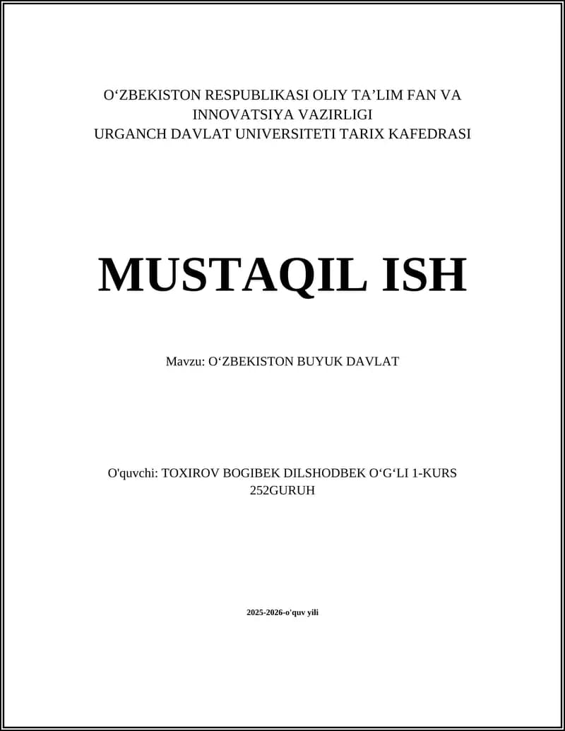 O‘zbekiston Mustaqillik Tarixi