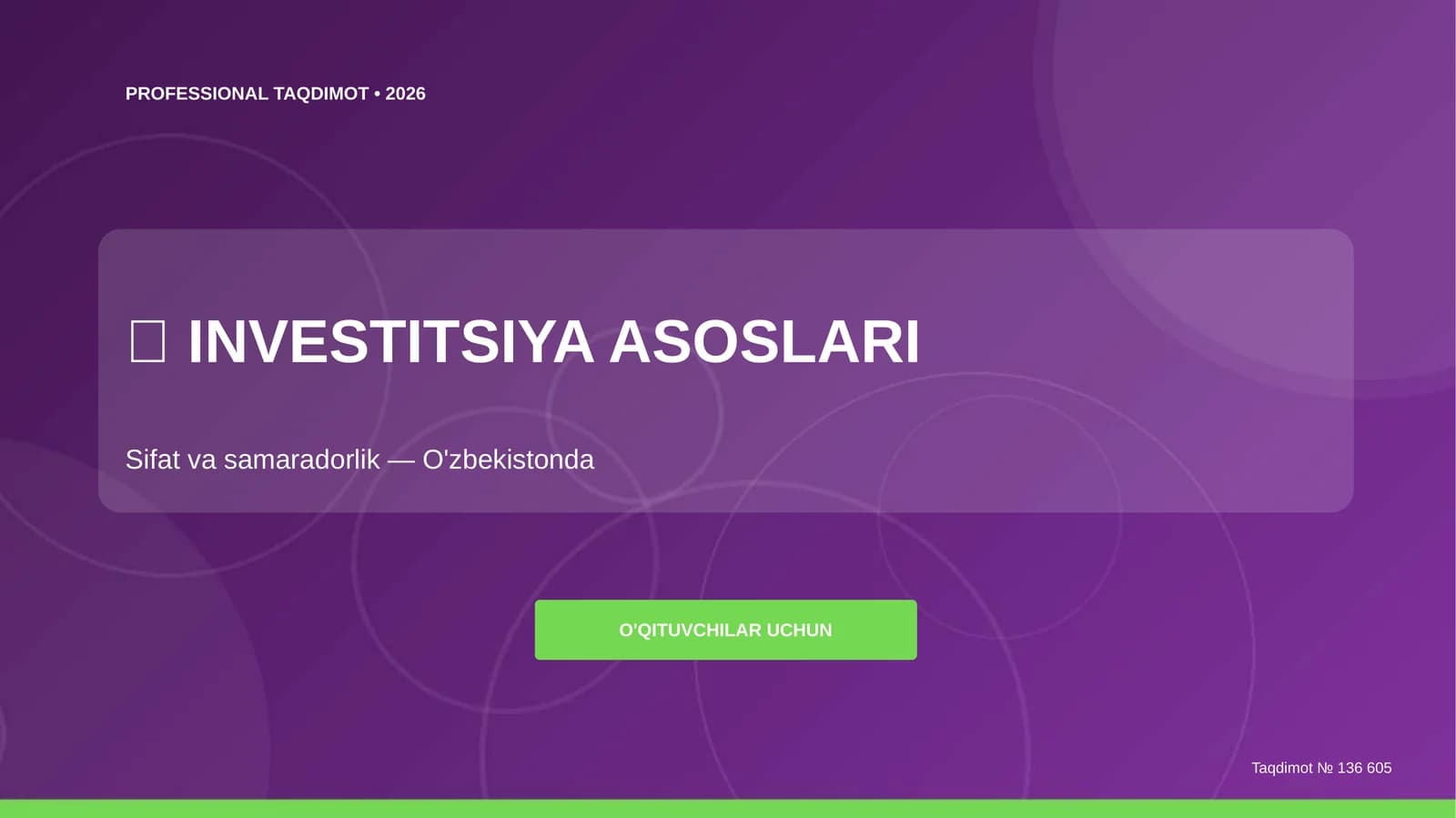 INVESTITSIYA ASOSLARI