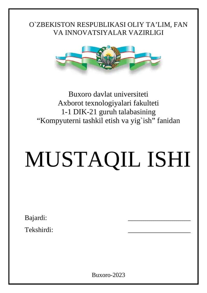 BIOS-da ishlash