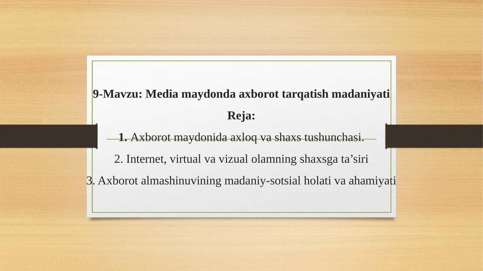 Media maydonda axborot tarqatish madaniyati