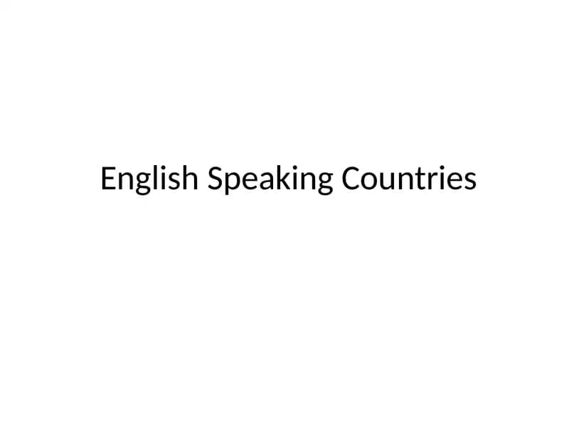english Speaking countries