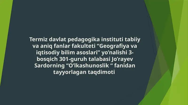 O'lkashunoslik