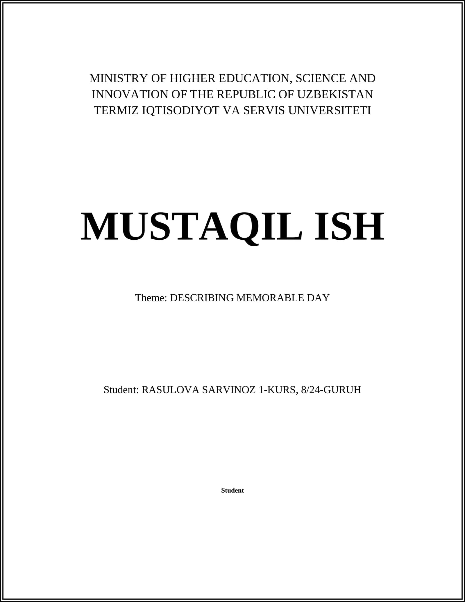 DESCRIBING MEMORABLE DAY