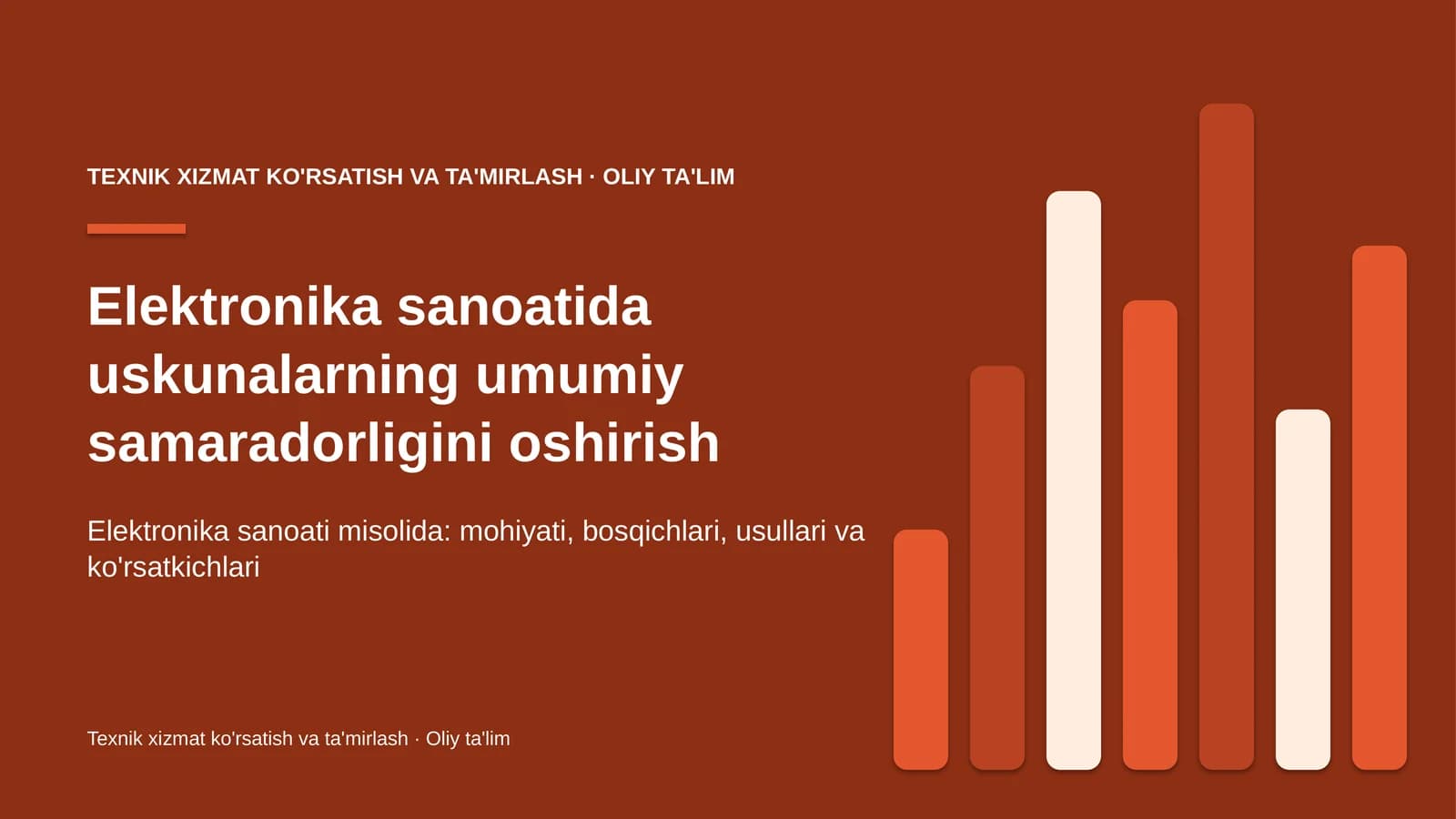 Elektronika sanoatida uskunalarning umumiy samaradorligini oshirish