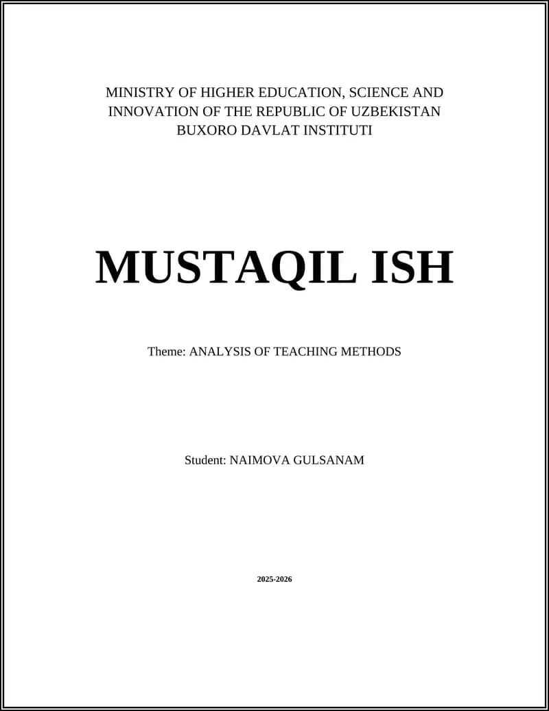 ANALYSIS OF TEACHING METHODS