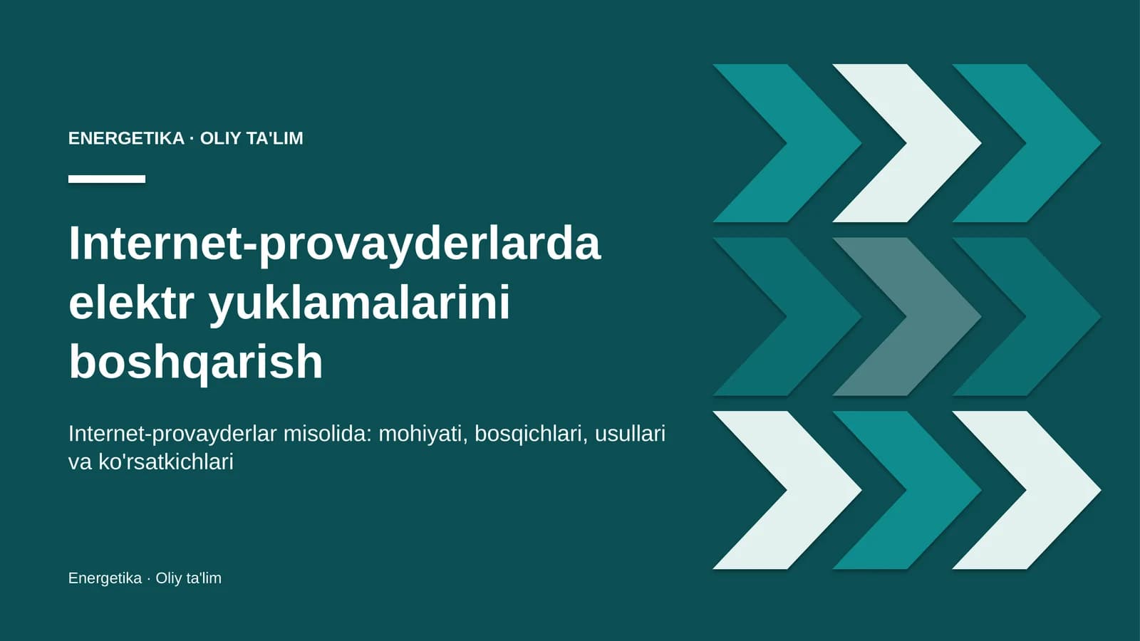 Internet-provayderlarda elektr yuklamalarini boshqarish