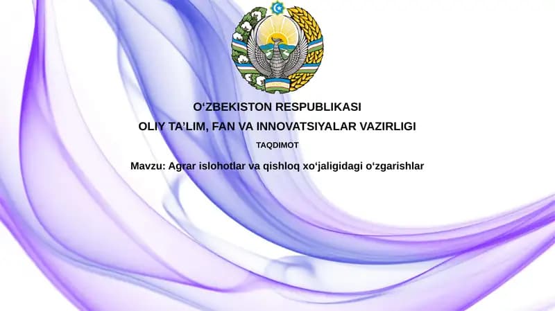 Agrar islohotlar va qishloq xoʻjaligidagi oʻzgarishlar