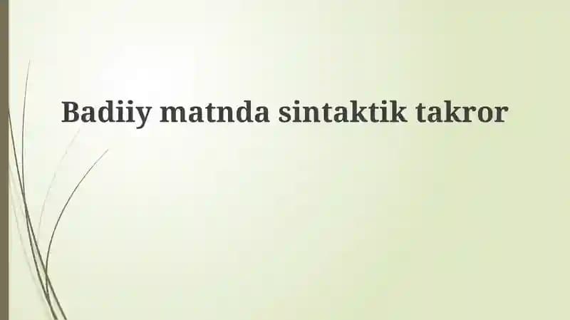 Sintaktik takrorlash
