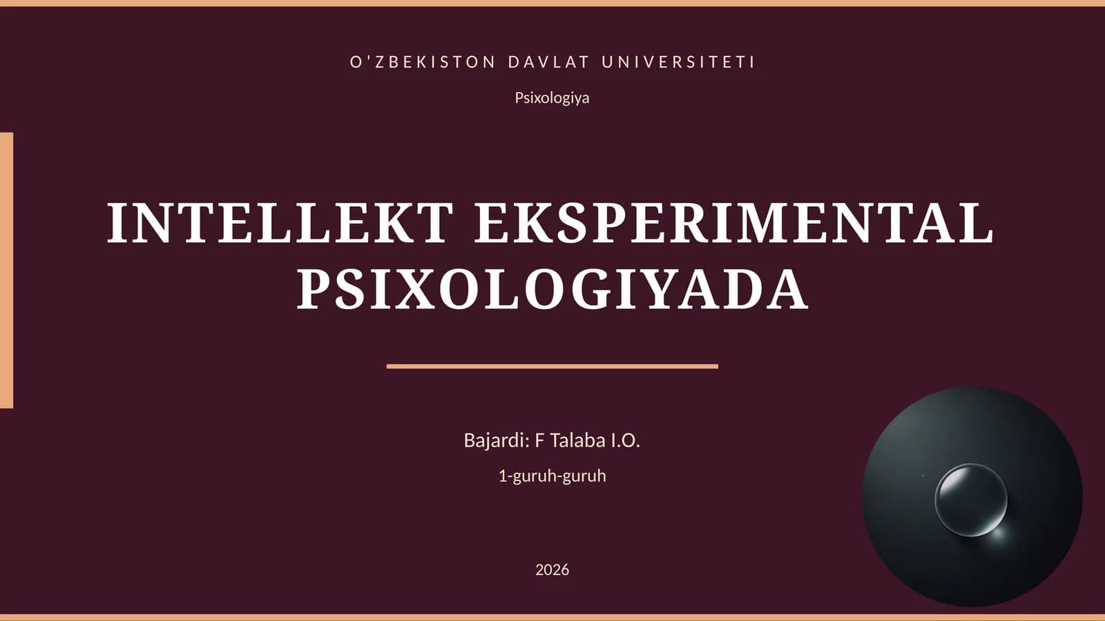 INTELLEKT EKSPERIMENTAL PSIXOLOGIYADA