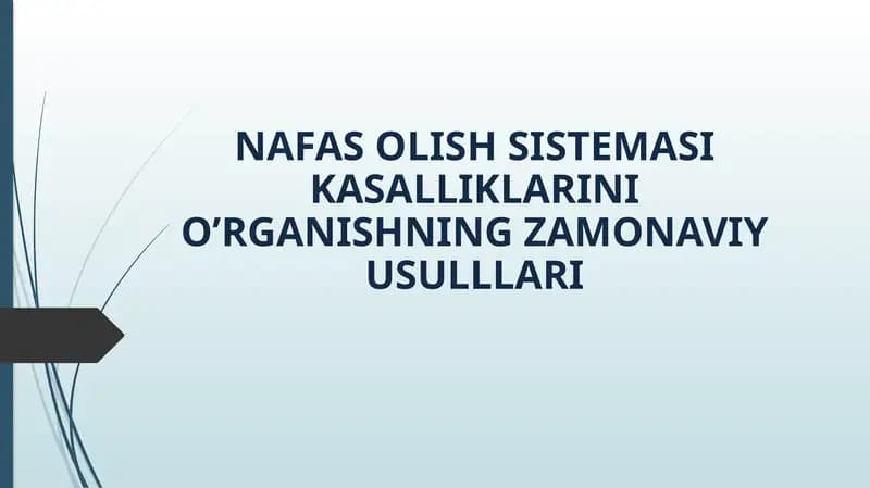 NAFAS OLISH SISTEMASI KASALLIKLARINI O’RGANISHNING ZAMONAVIY USULLLARI