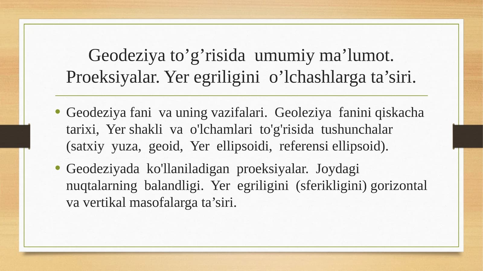 Geodeziyafanining paralakslari