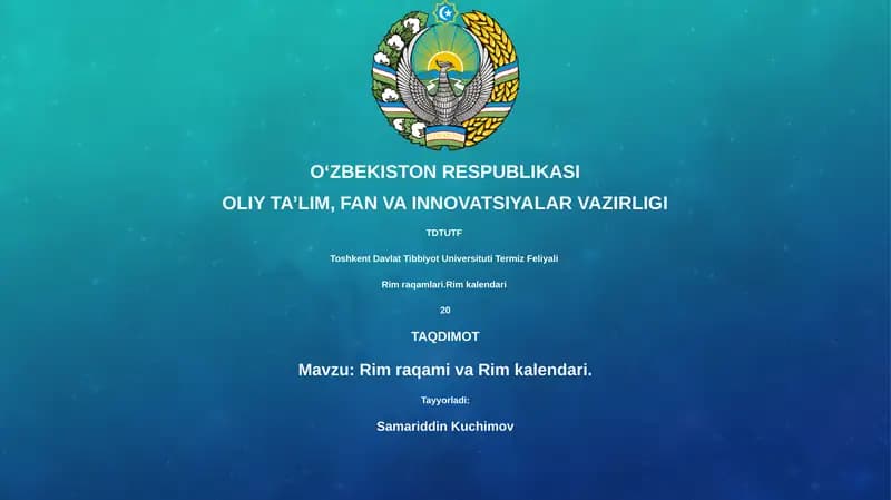 Rim raqamlari va Rim kalendari
