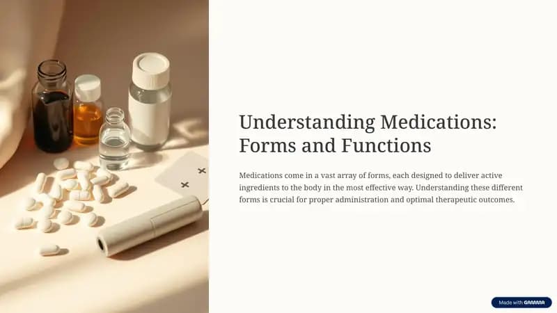 Medications: Forms and Functions