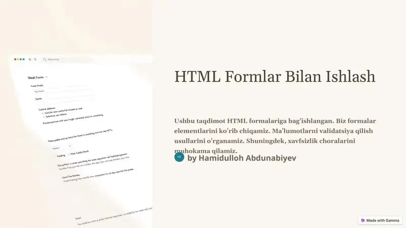 HTML Formlar Bilan Ishlash