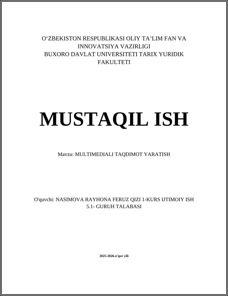 MULTIMEDIALI TAQDIMOT YARATISH